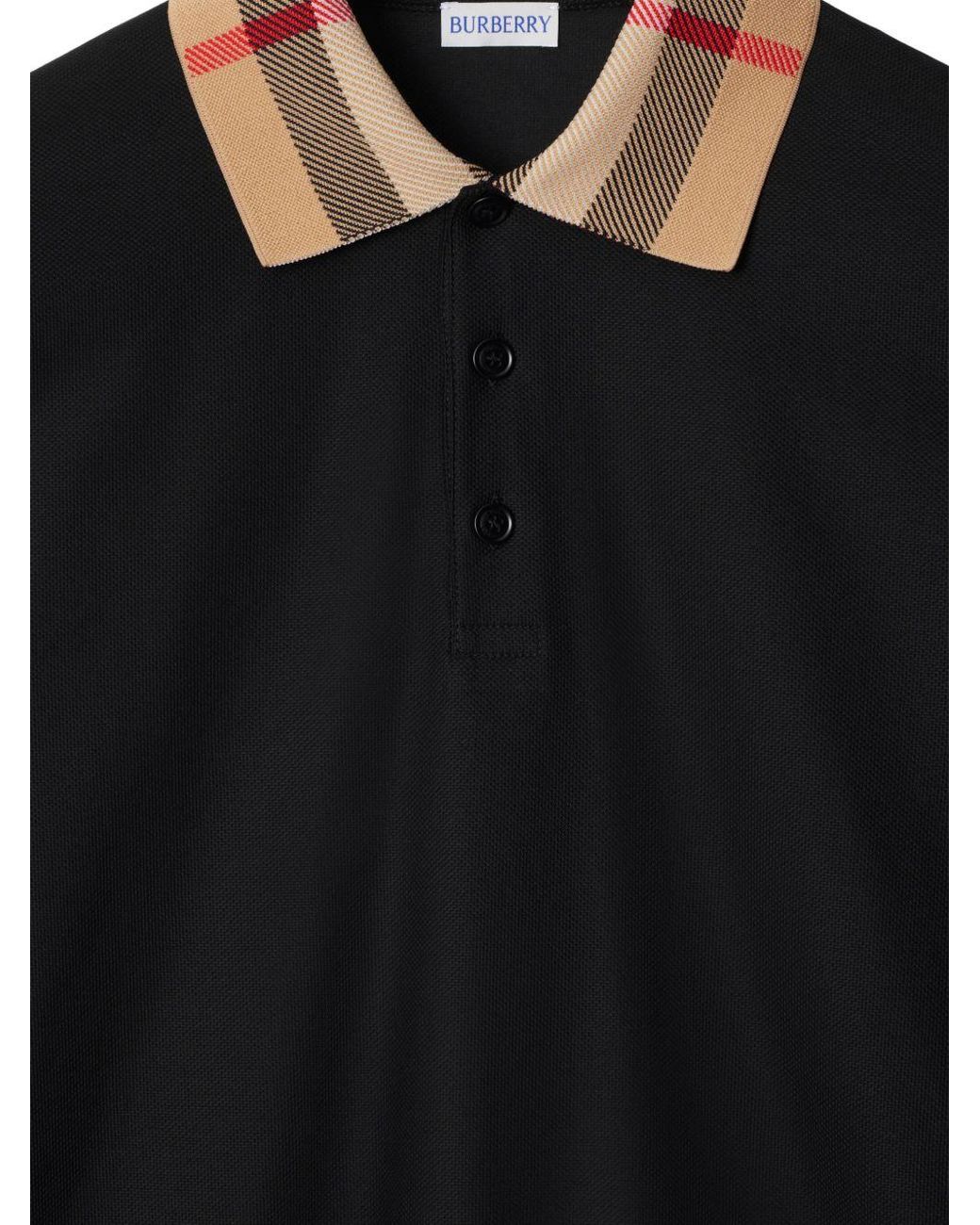 Burberry Black Cotton Polo Shirt