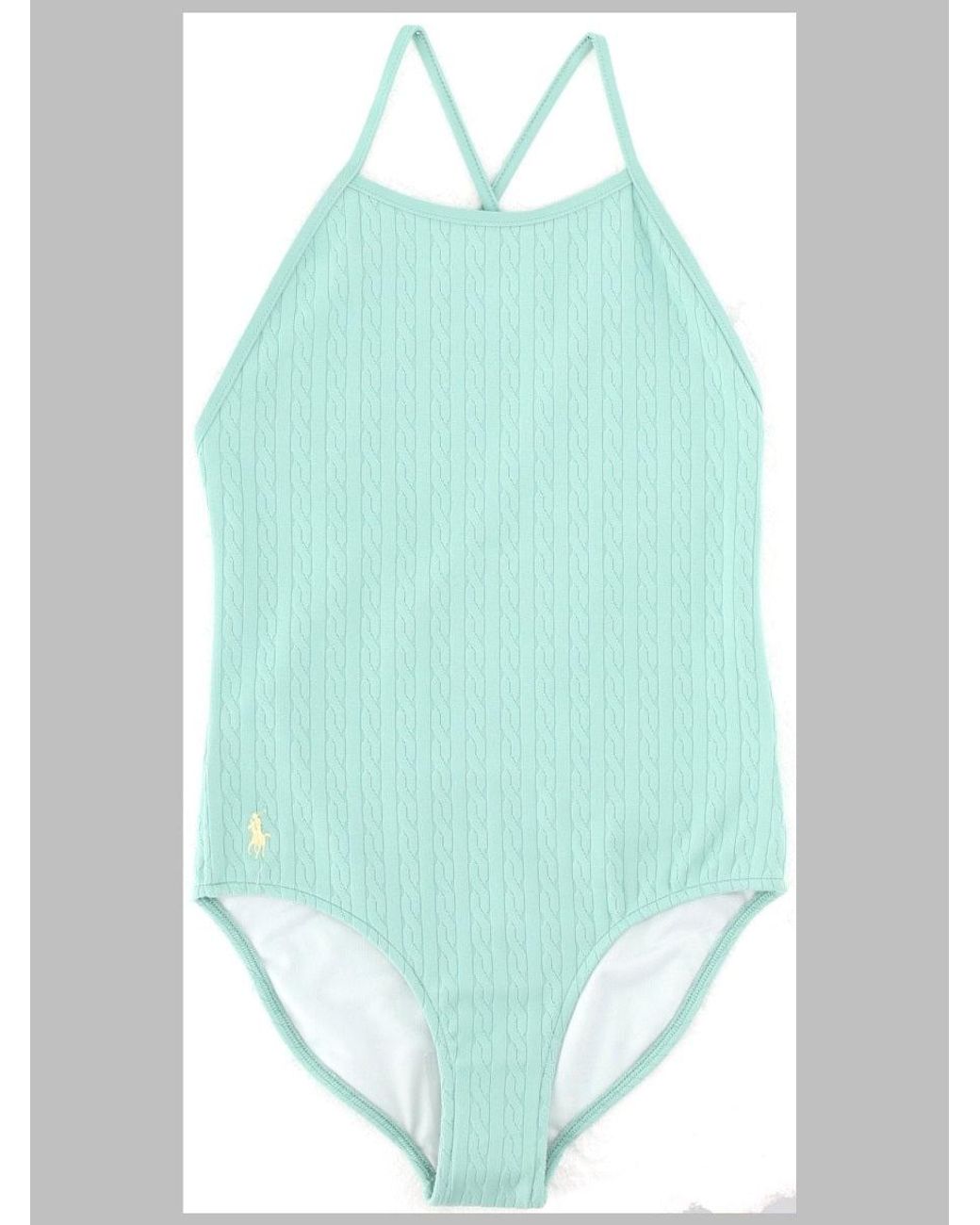 Polo Ralph Lauren Blue Knit Hipster Swim One-Piece For Girls