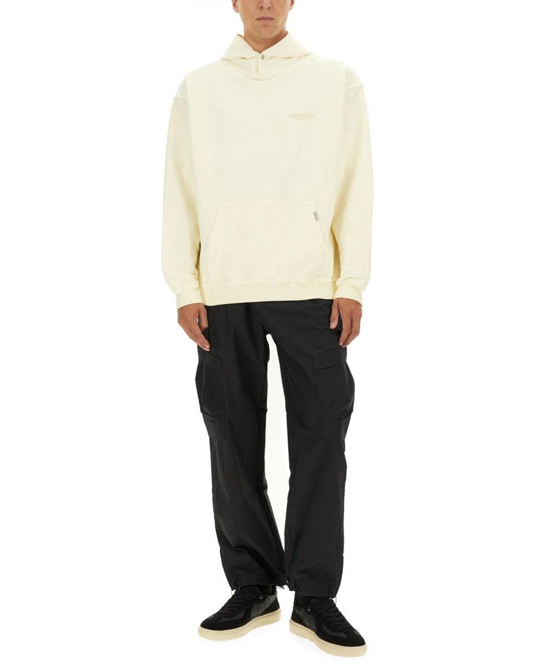 Represent White Relaxed Fit Off- Hoodie for men
