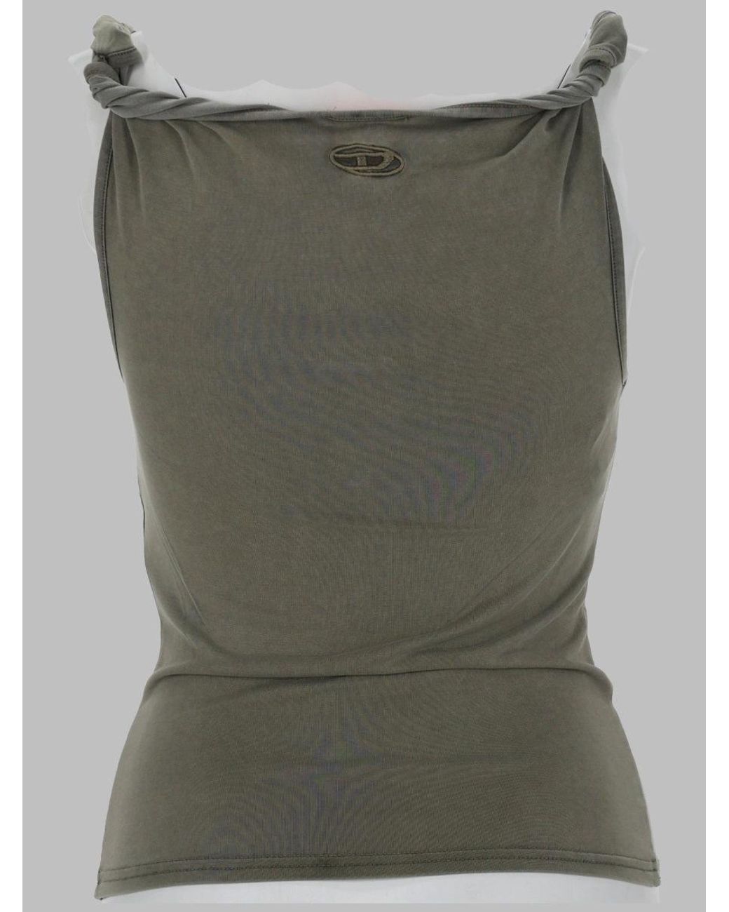 DIESEL Green Tank Top Con Spalline Arrotolate
