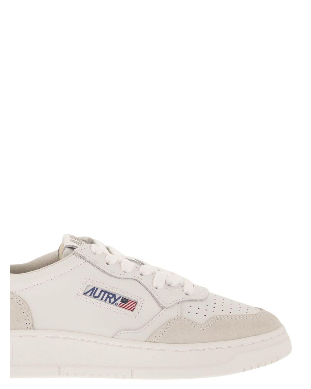 Autry White Medalist Low Leather And Suede Sneakers