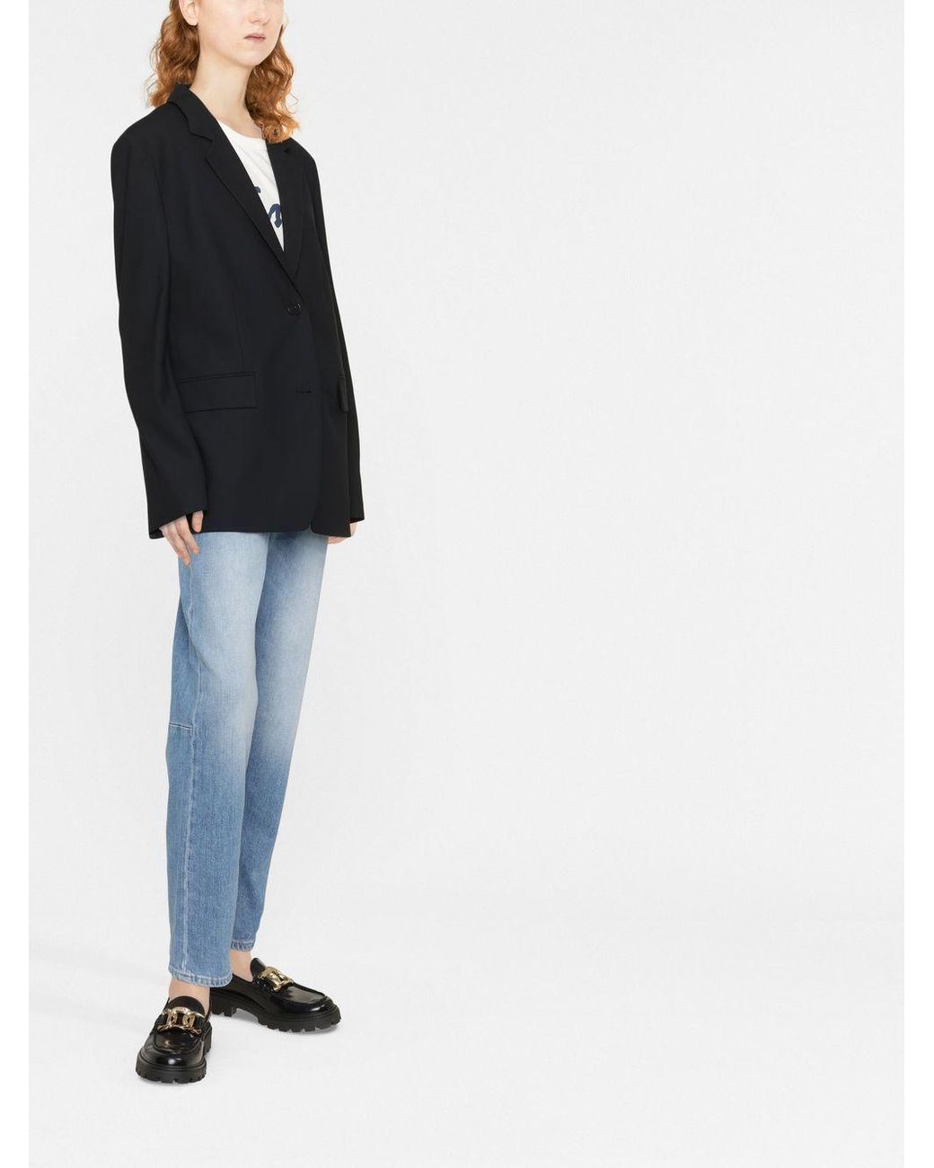 Closed Black Wool Blend Double-Breasted Jacket