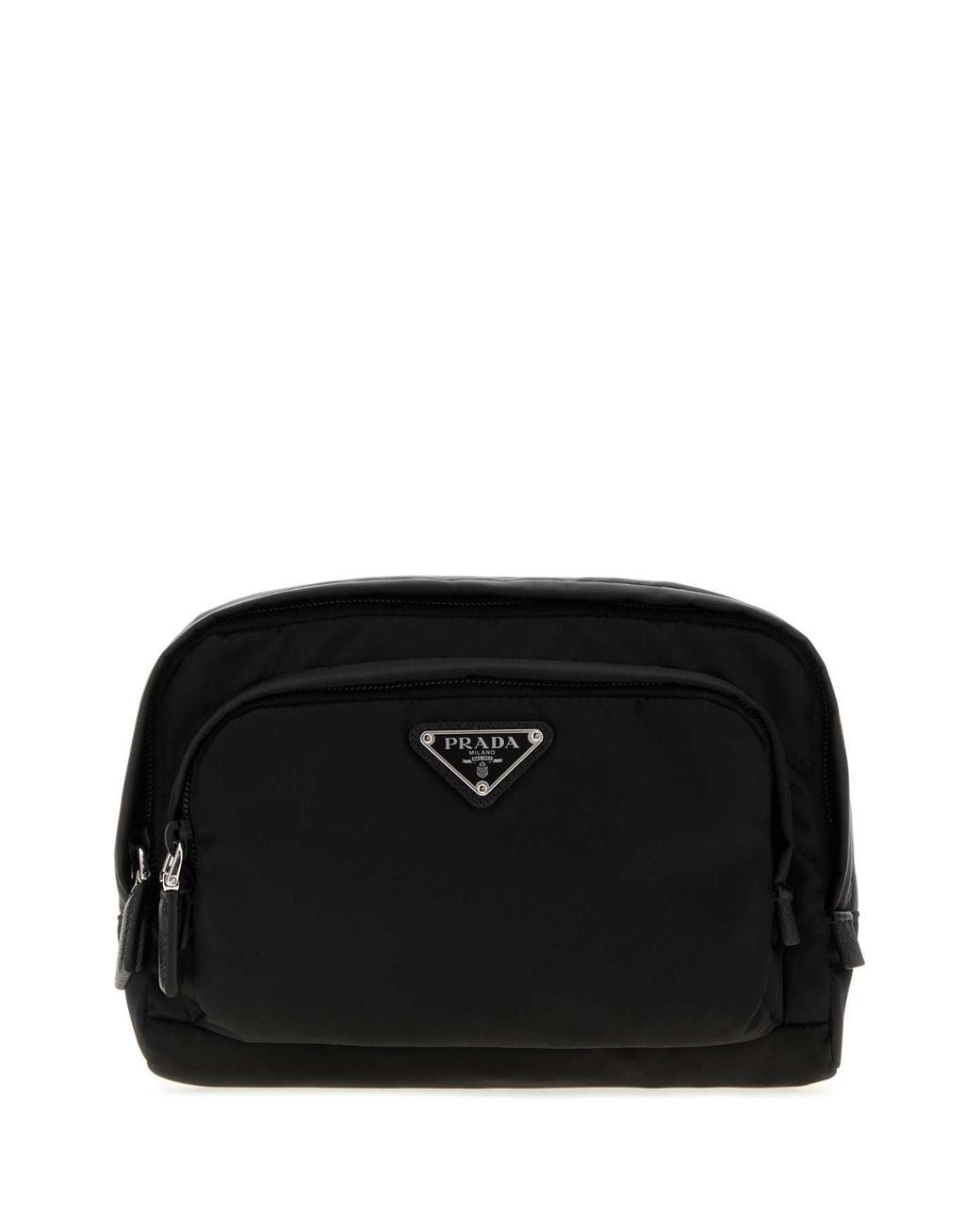 Prada Black Canvas Beauty Case With-Tone Hardware, 22 X 17 X 8 Cm for men