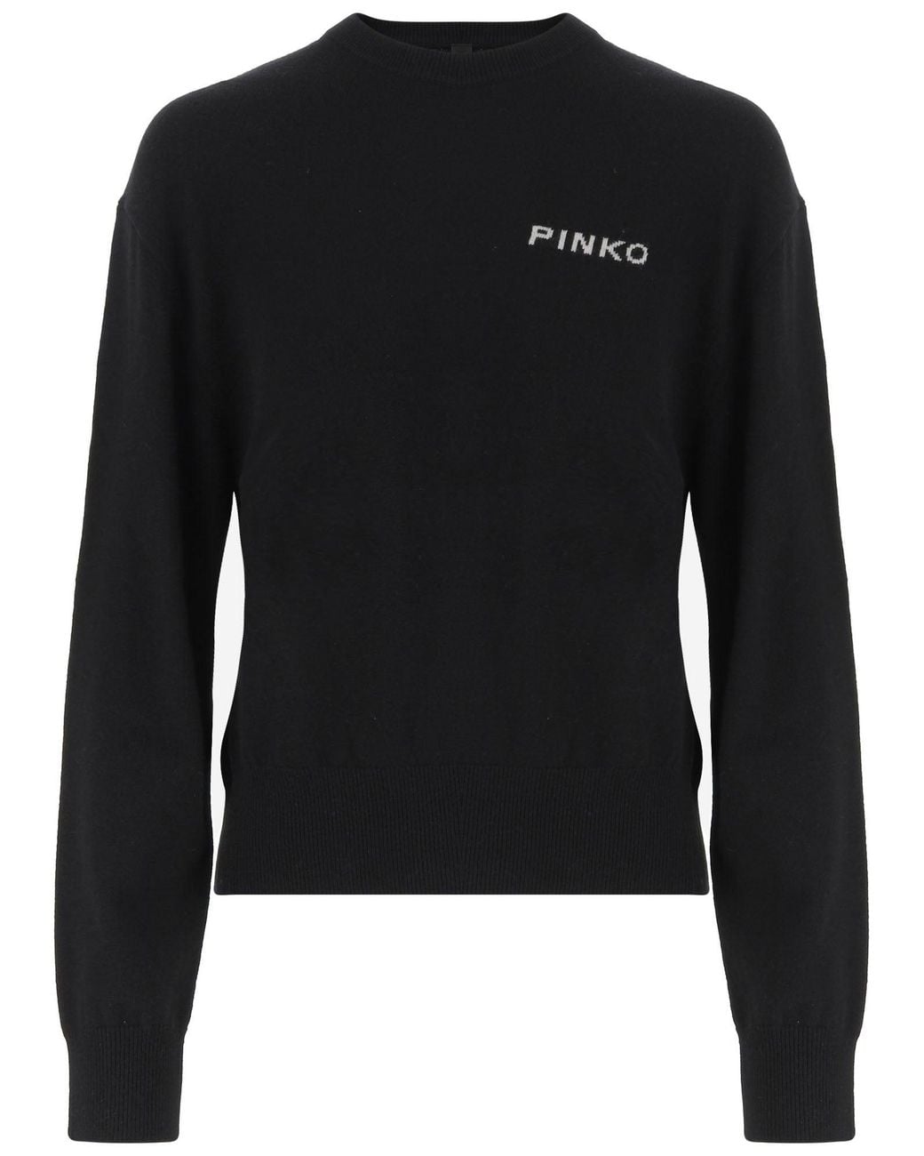 Pinko Black Wool Sweater With Logo