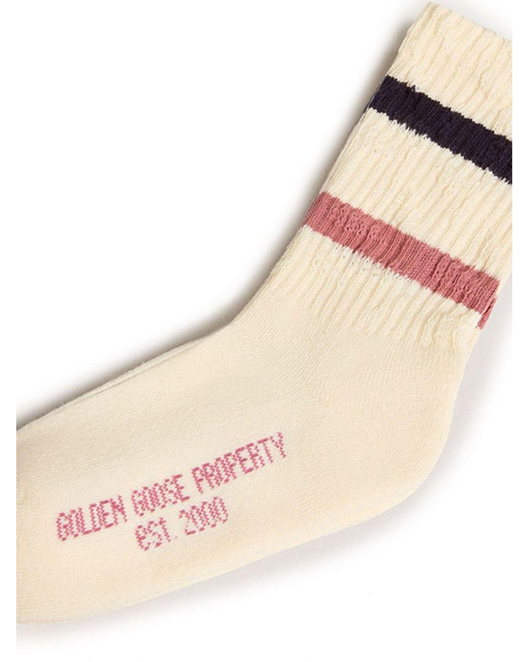 Golden Goose Deluxe Brand Natural Stripe Detail Socks