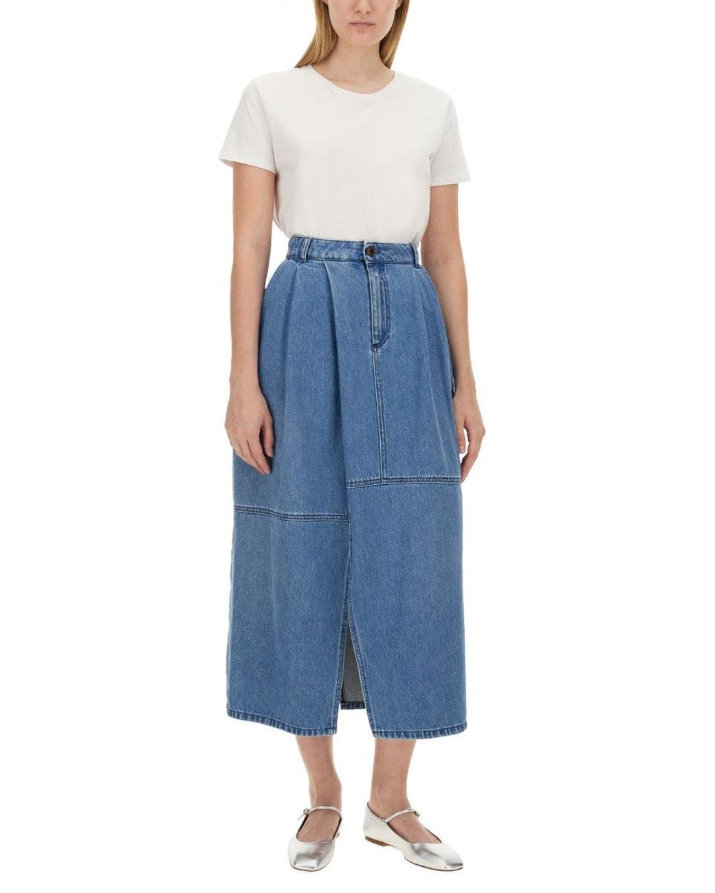 Alysi Blue Midi Skirt