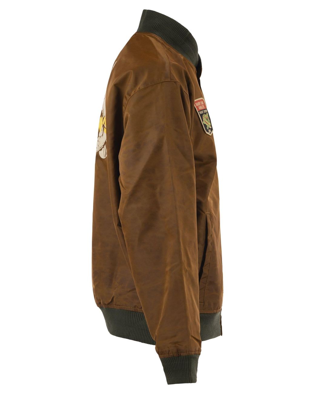 Filson Brown Technical Nylon Bomber Jacket With Heritage Embroidery