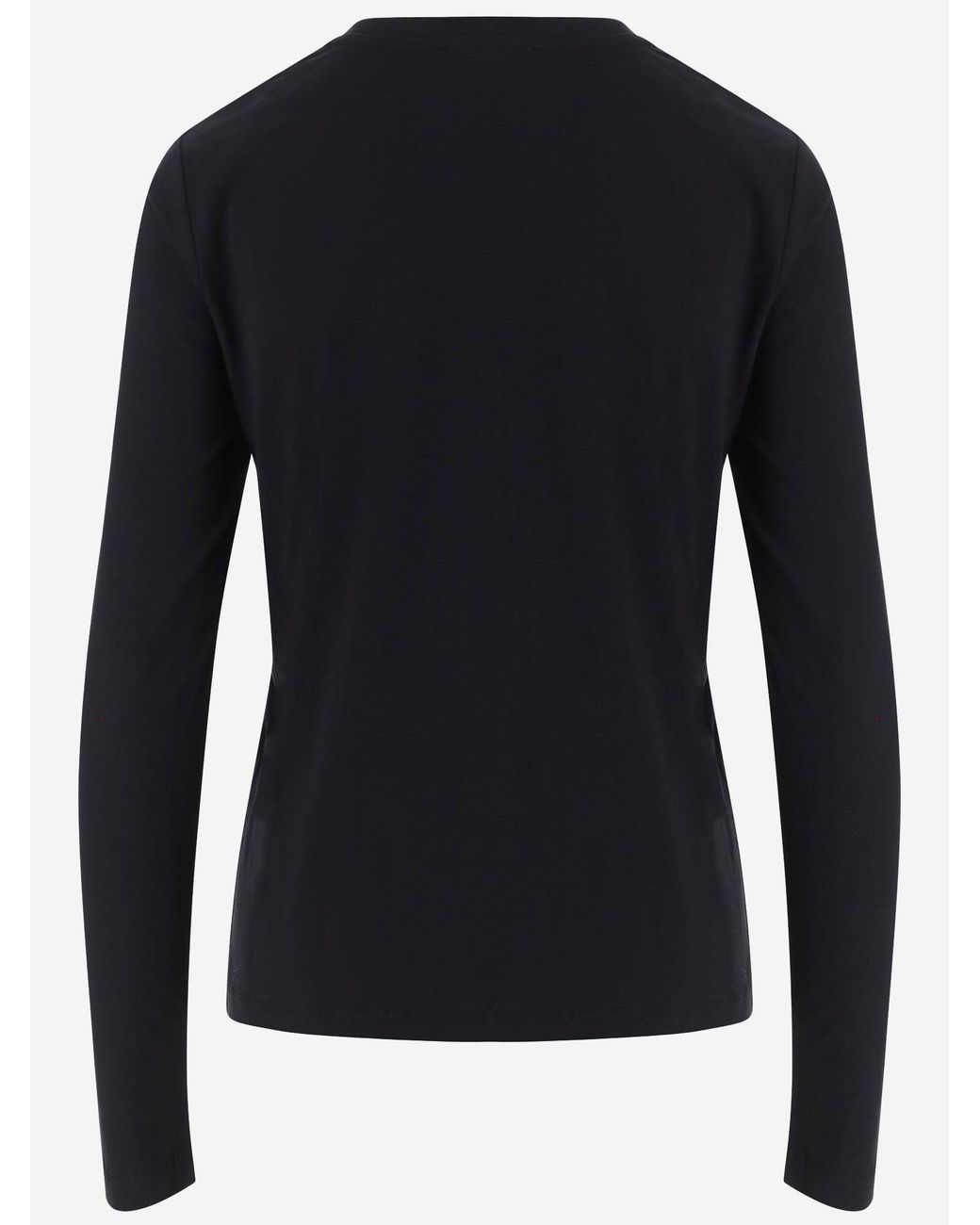 Pinko Blue Long Sleeved Cotton T Shirt With Logo