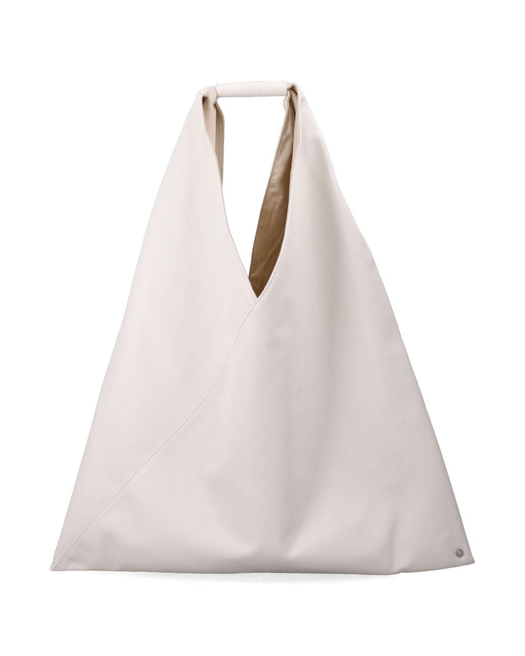 MM6 by Maison Margiela White Mm6 Japanese Origami-Style Triangular Handbag With Debossed Numeric Handle