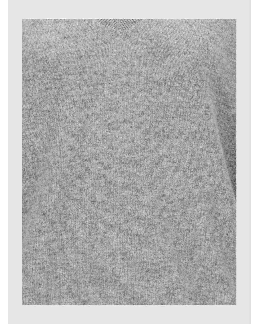 Vince Gray Pure Cashmere V-Neck Sweater With Ribbed Cuffs