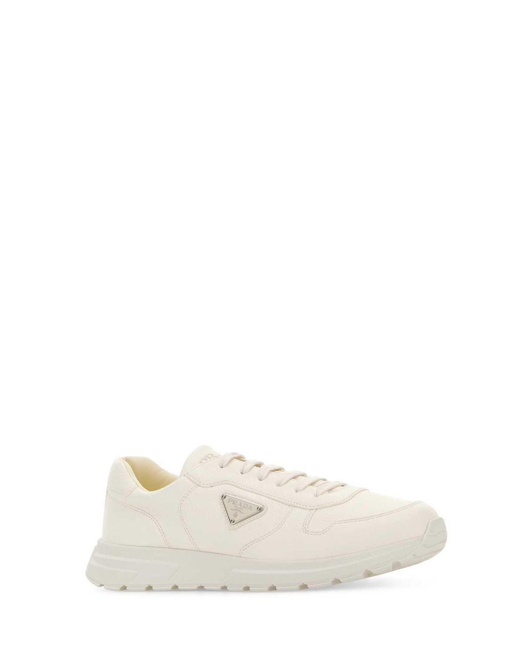 Prada White Solid Sneakers for men
