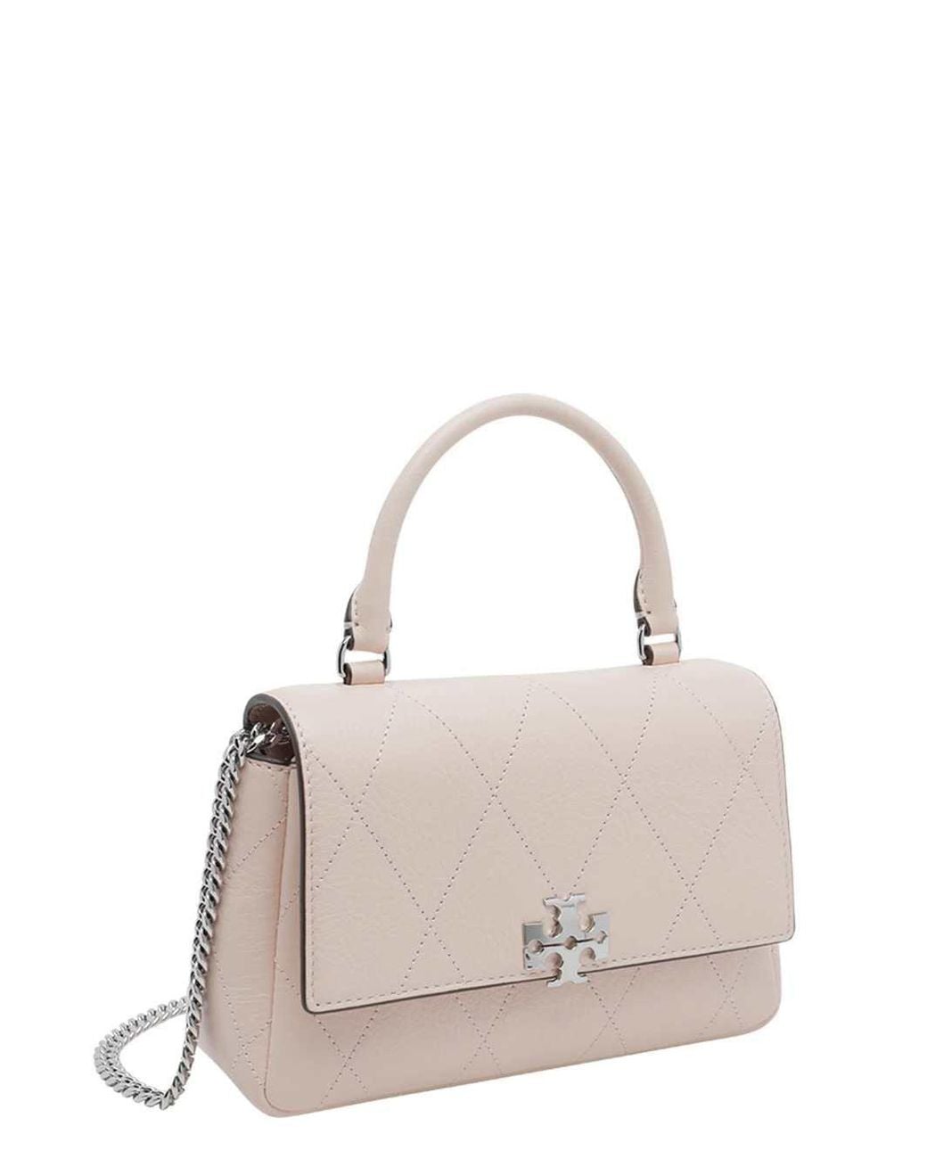 Tory Burch Natural Charlie Quilted Top Handle Chain Wallet