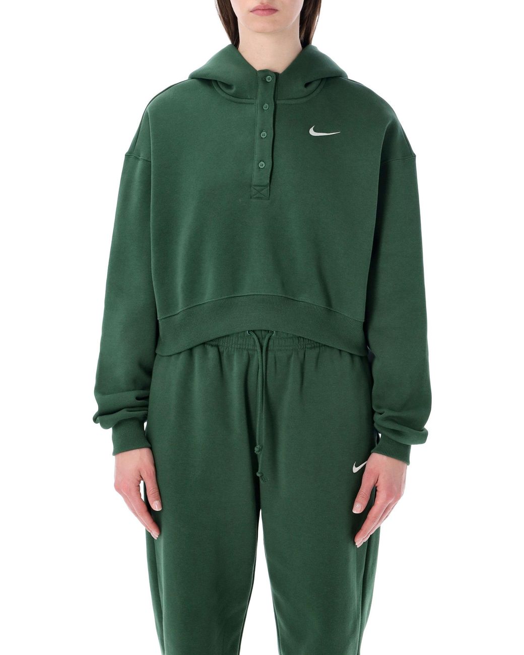 Nike Green Oversized Cropped Hoodie
