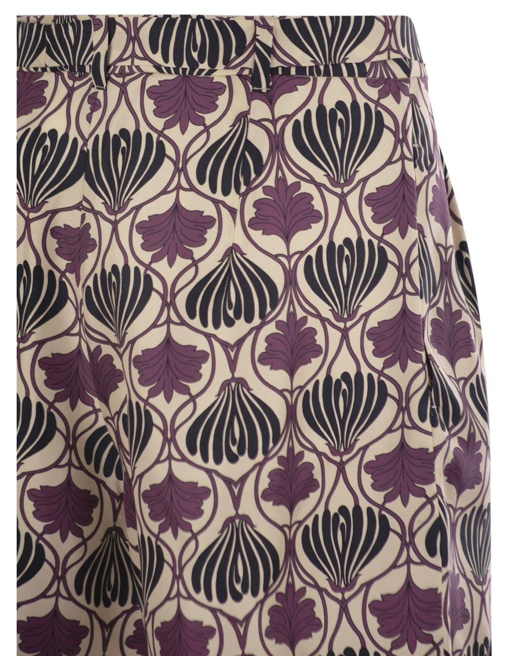 Max Mara Gray Metello Printed Silk Fluid Short Trousers