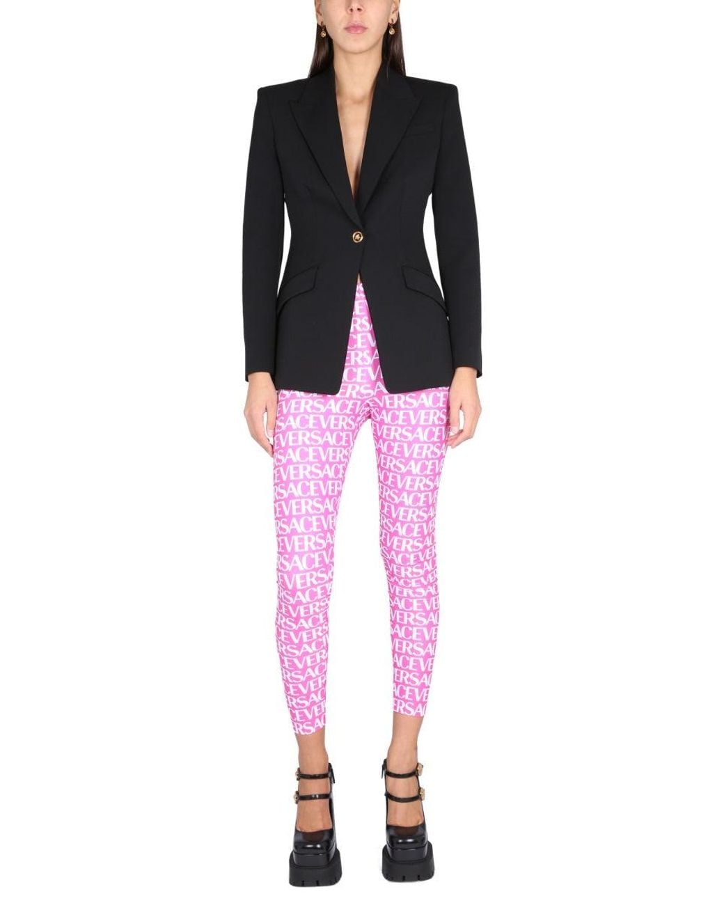 Versace Black Single Breasted Wool Jacket