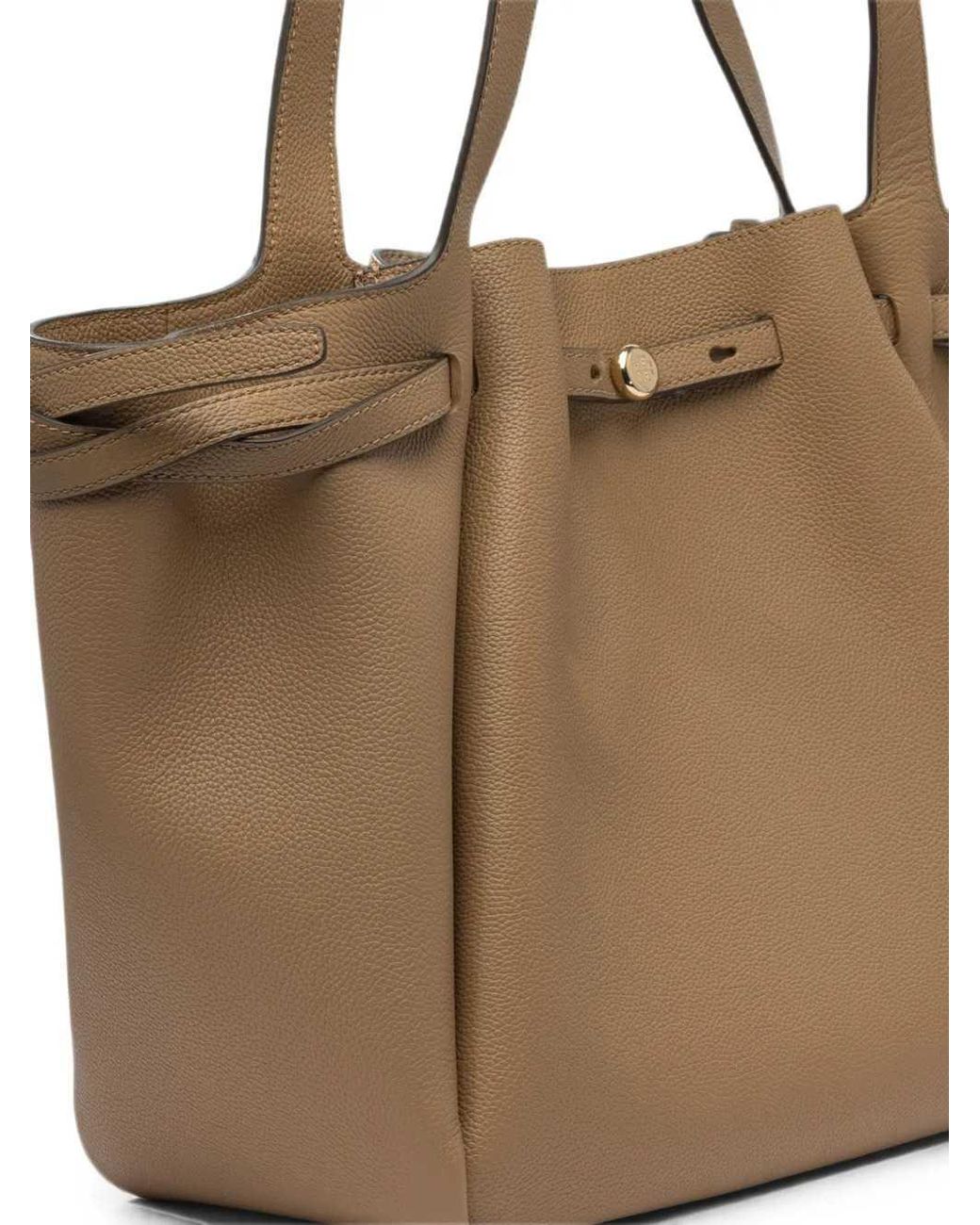 Tory Burch Natural Romy Grained Leather Shoulder Bag