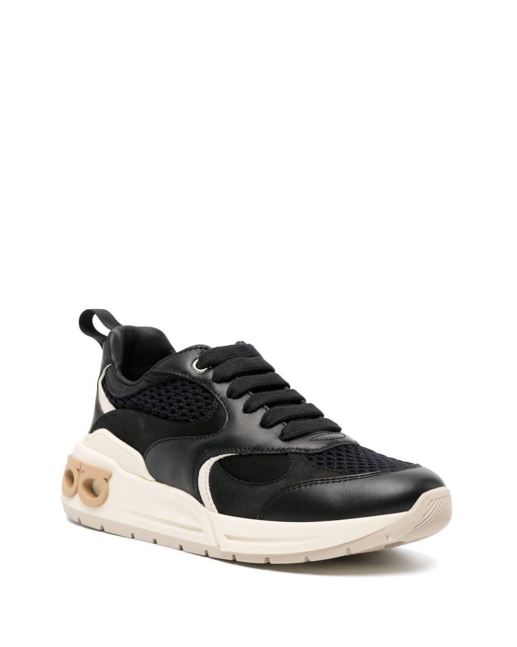 Ferragamo Black Cosma Gancini Panelled Sneakers