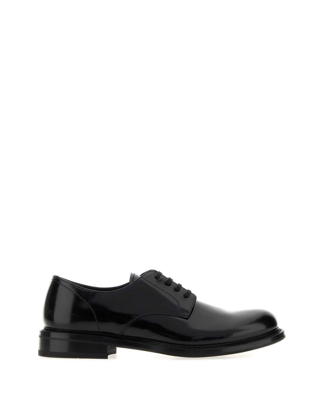 Prada Black Leather Lace Up Shoes