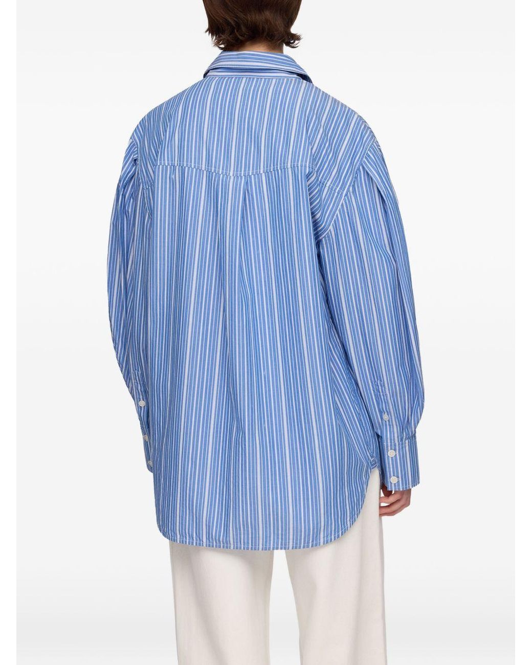 Ganni Blue Striped Organic Cotton Shirt