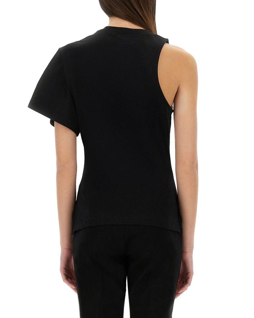 Courreges Black One-Shoulder T-Shirt