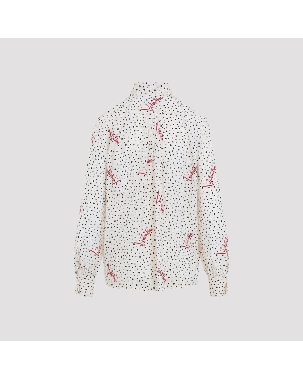 Valentino White 100% Silk Drape Button-Up Shirt