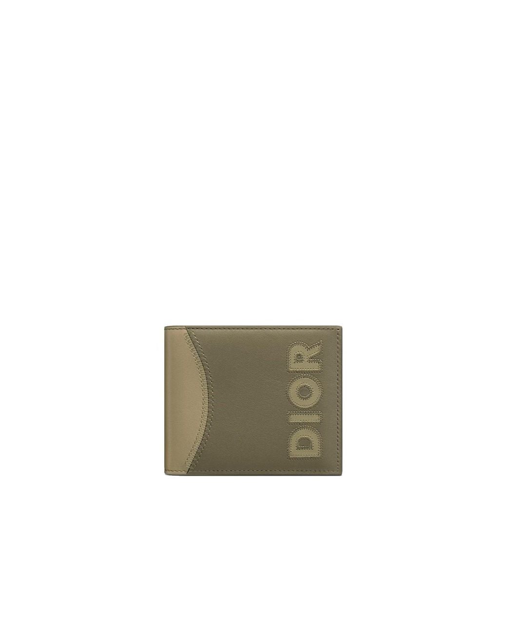Dior Logo Leather Wallet in Green for Men | Lyst