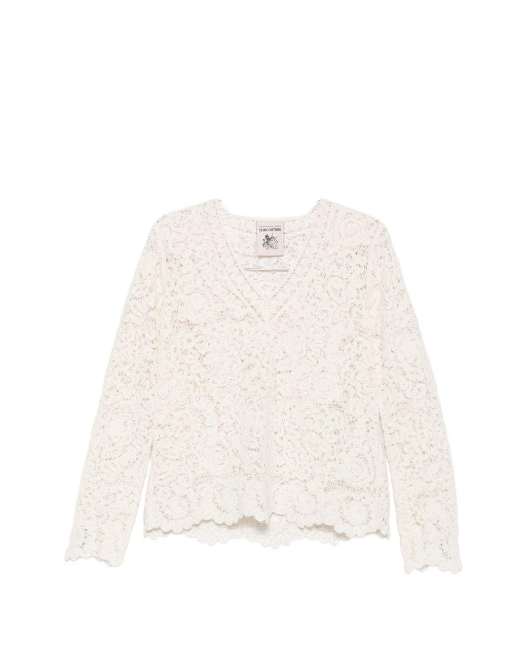 Semicouture White Calanthe V Necked Sweater