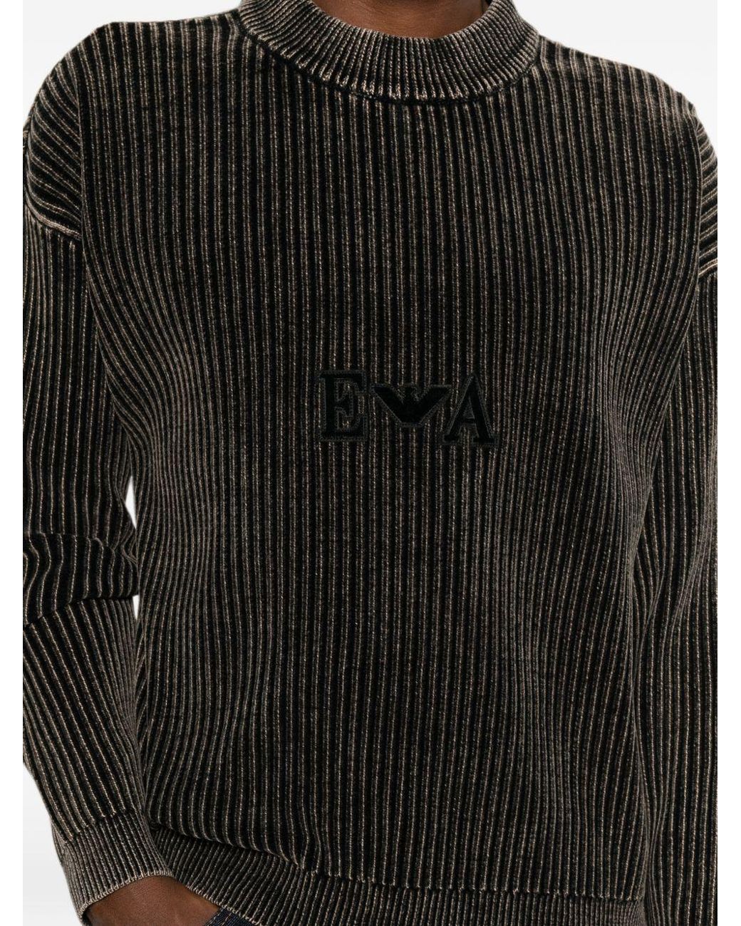 Emporio Armani Black Cotton Crewneck Sweater