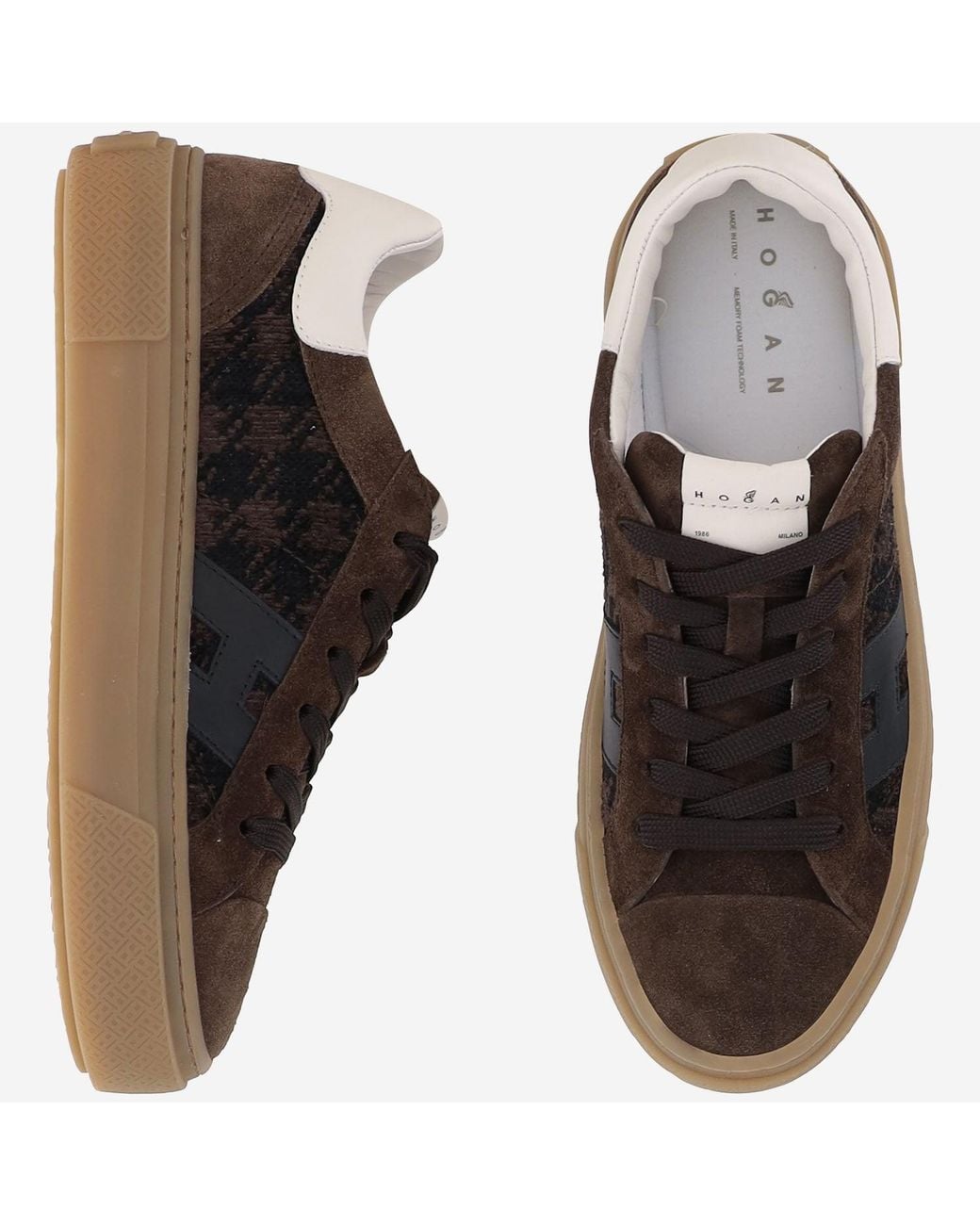 Hogan Brown Crosswind Fabric Sneakers