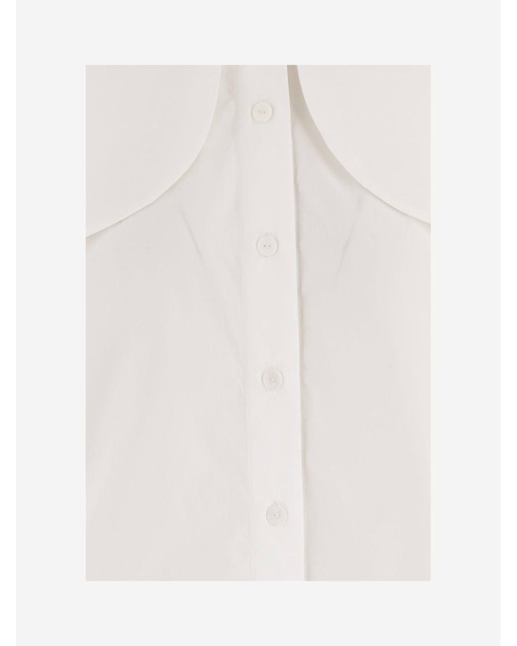 Patou White Cotton Blouse With Knotted Collar Organic Shirt