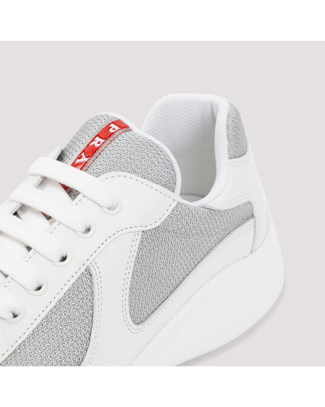 Prada White Americas Cup Lace-Up Sneaker
