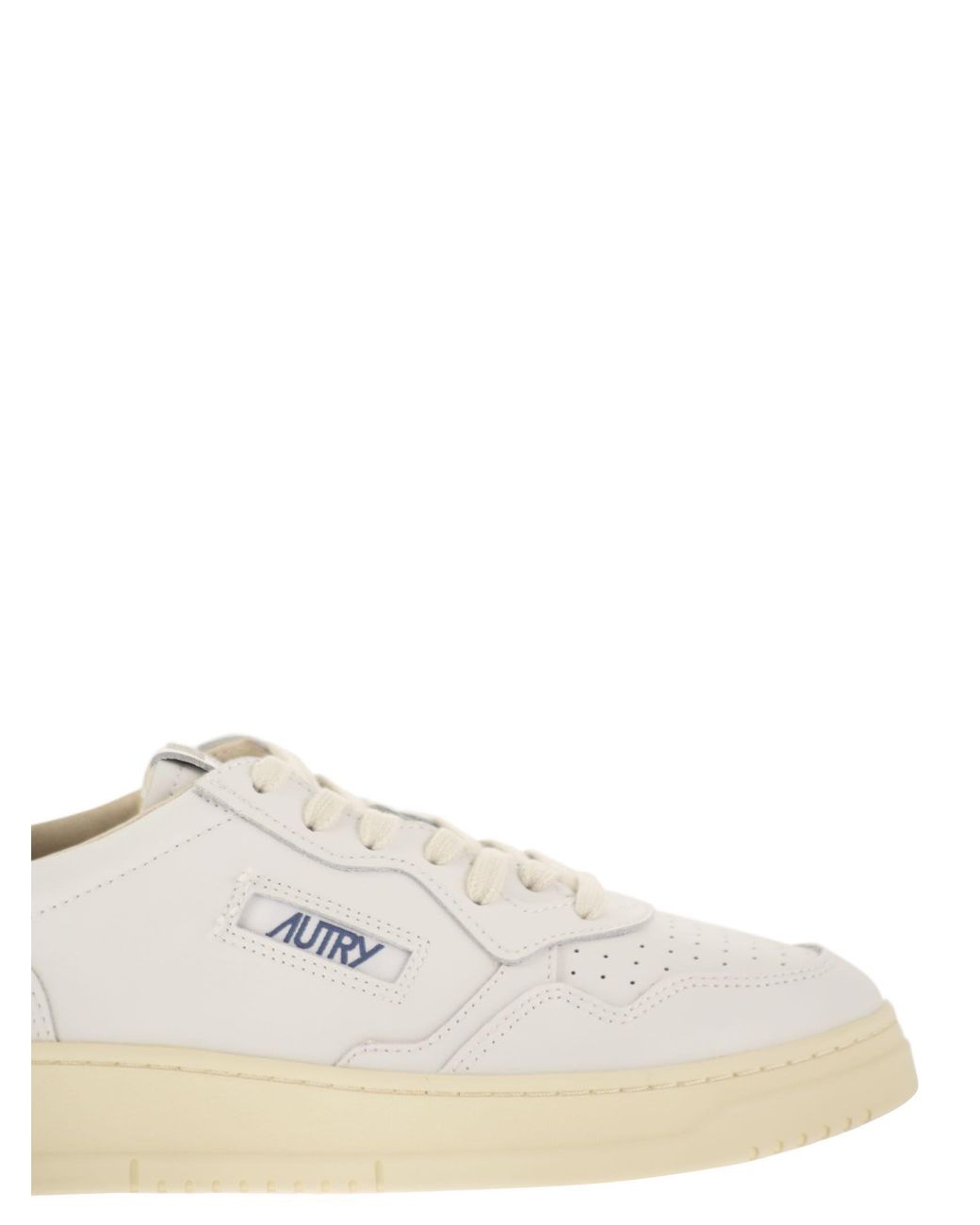 Autry White Medalist Low Leather Trainers With Suede Details