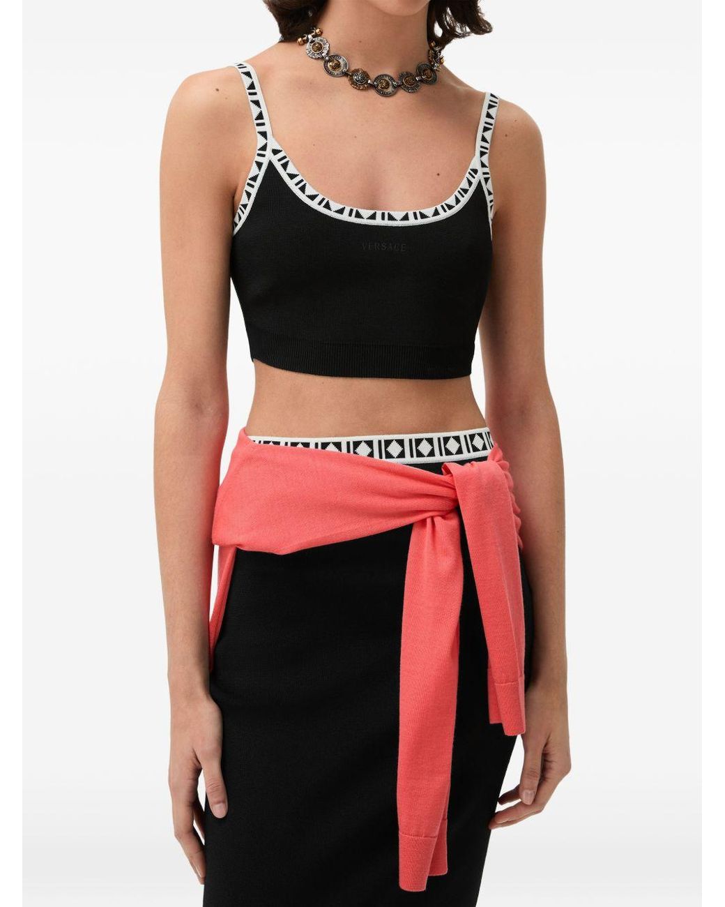 Versace Black Nylon Polyester Viscose Top