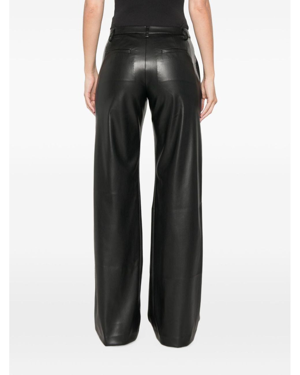 ERMANNO FIRENZE Black Faux Leather Trousers