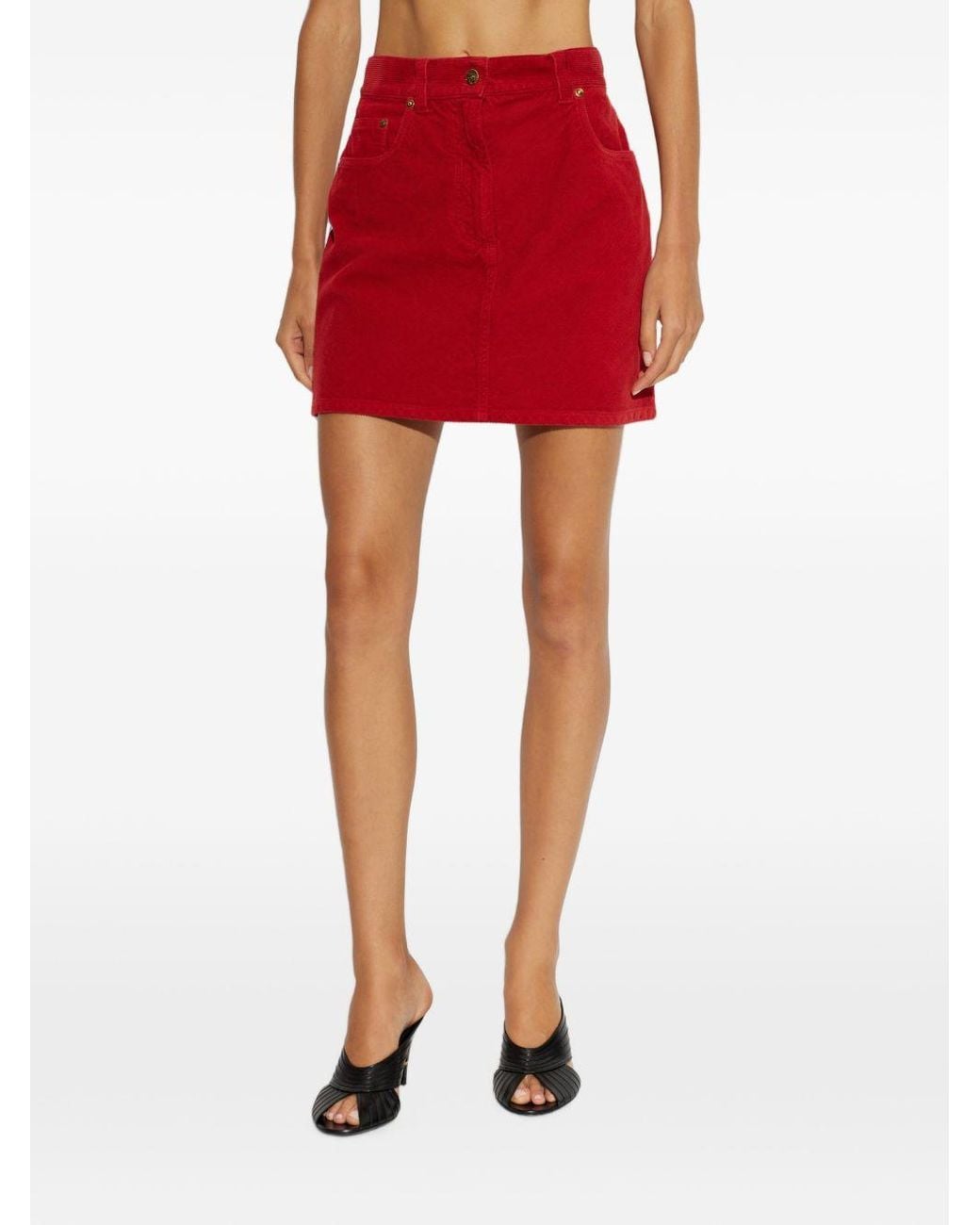 Versace Red Velvet Cotton Skirt