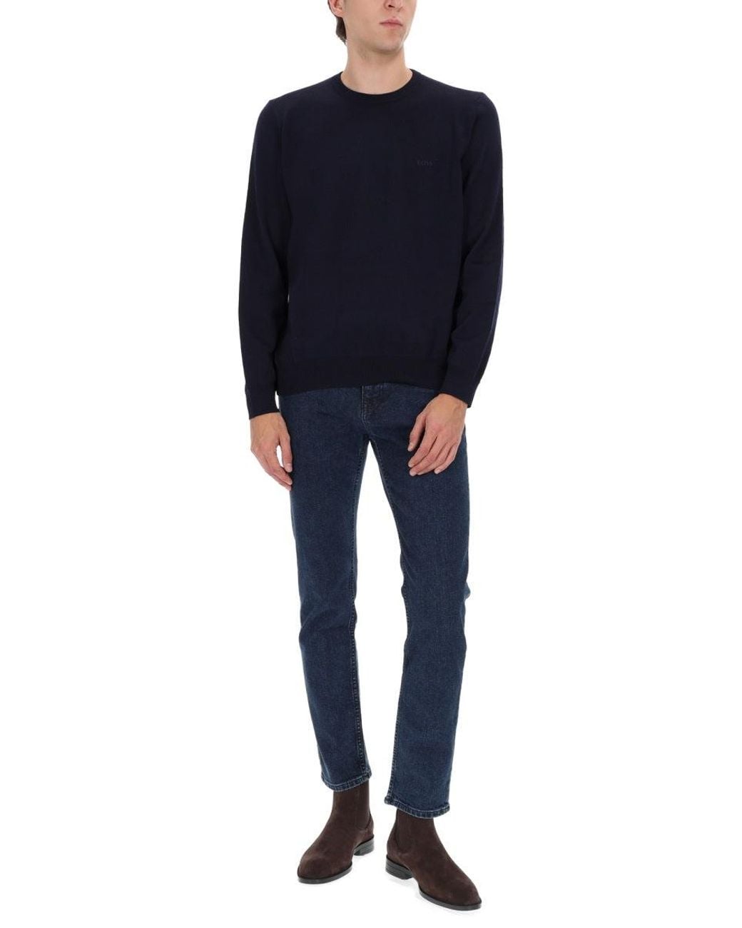 Boss Blue Cotton-Blend Jeans for men