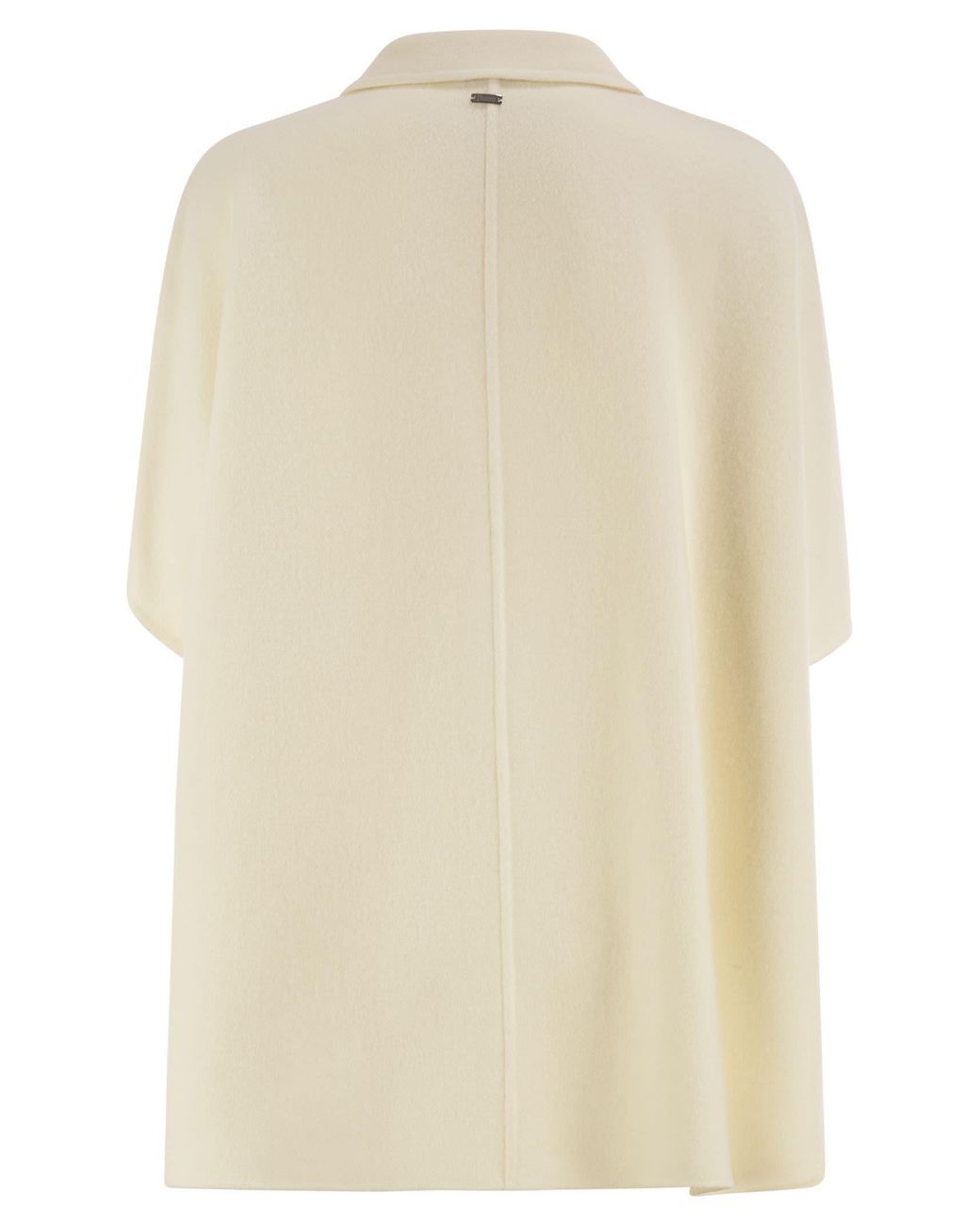 Herno Natural Double Wool Cape With Lapel Collar
