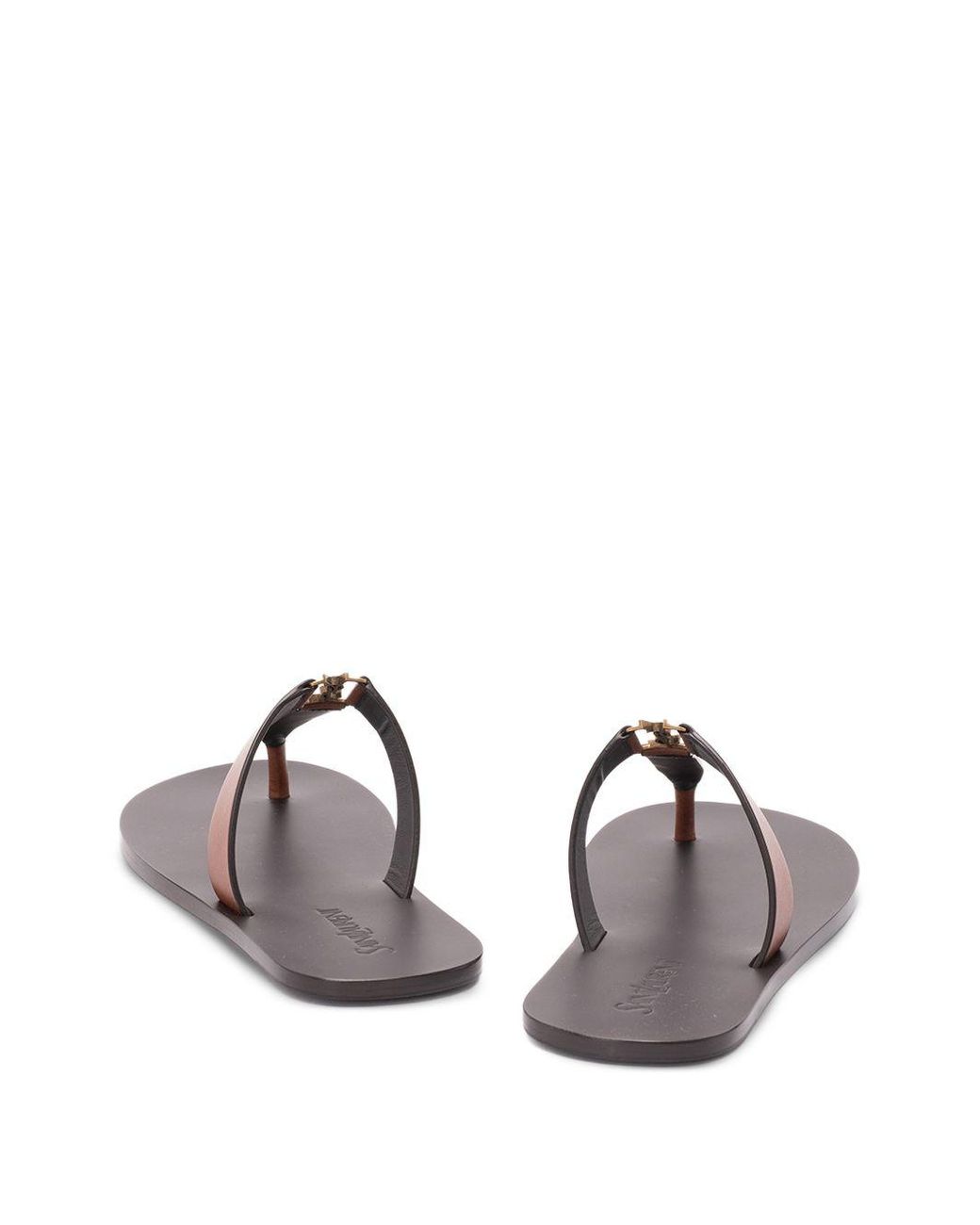 Saint Laurent Brown Cassandra Leather Thong Sandals