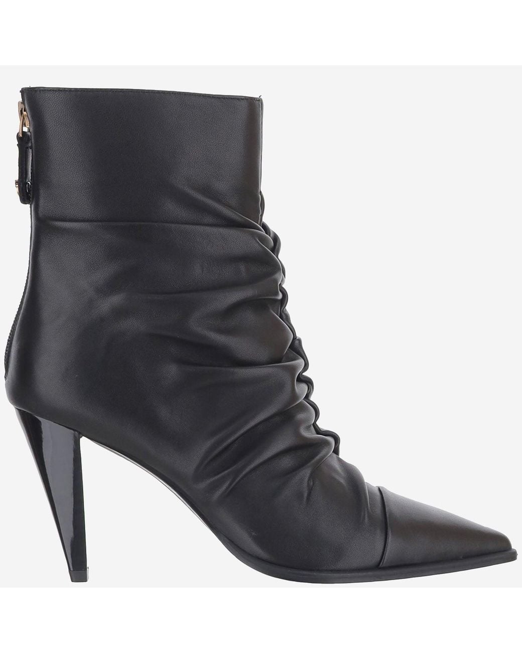 Pinko Black Embossed Leather Ankle Boots
Size 37 It