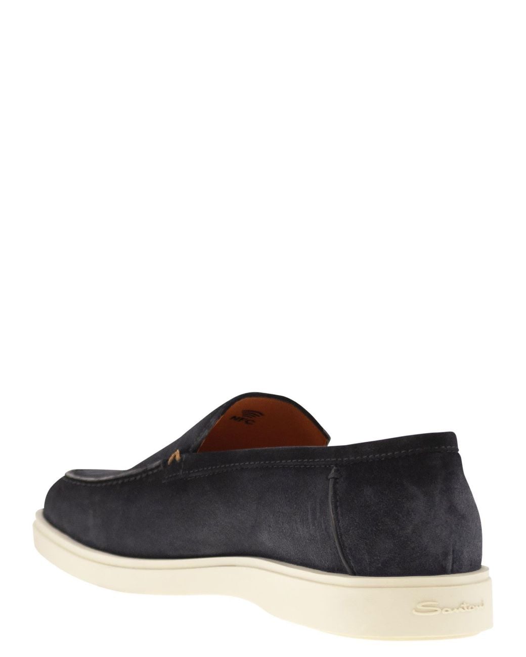 Santoni Black Suede Moccasin for men