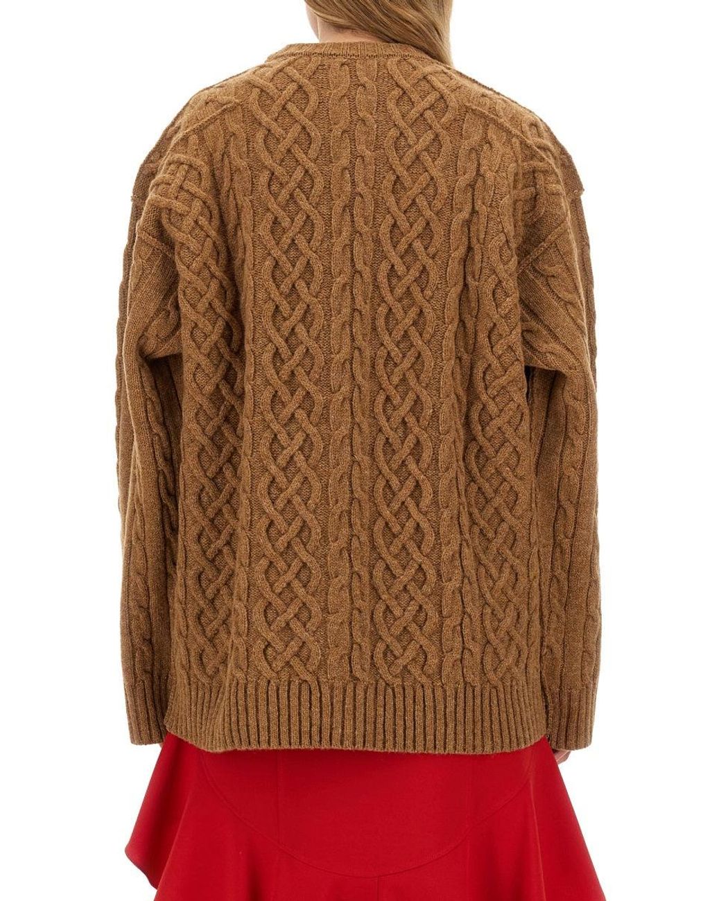Moschino Brown Textured Cable Knit Oversize Fit Jersey