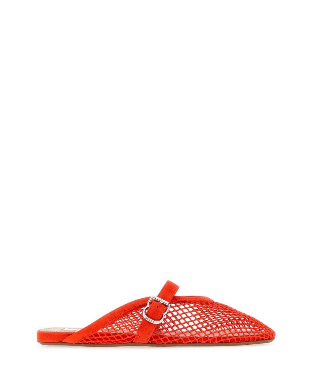 Alaïa Red Suede Leather Slippers