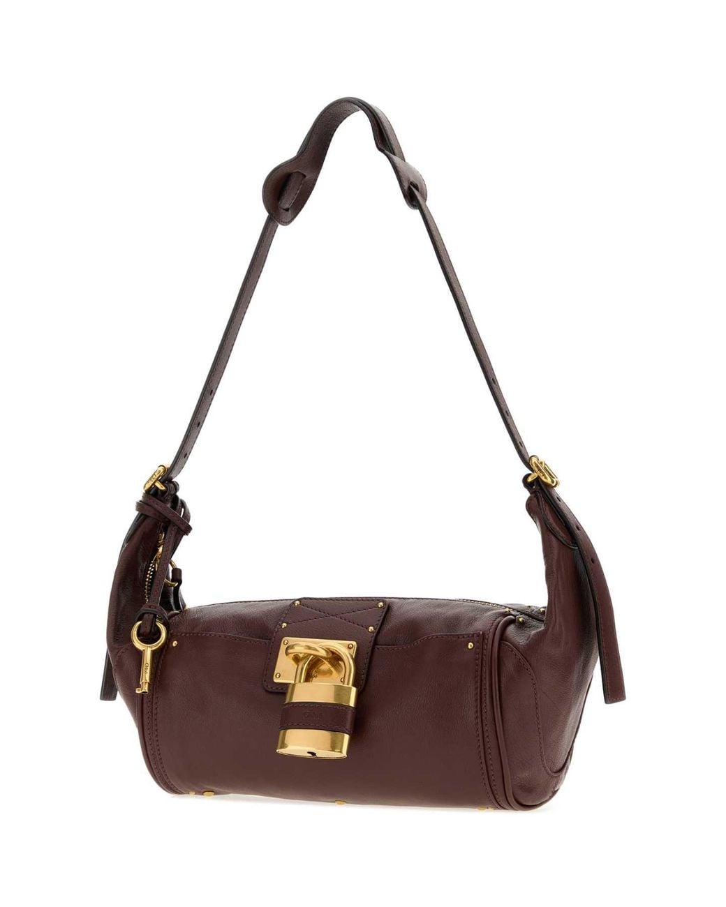Chloé Metallic Burgundy Leather Paddington Shoulder Bag
