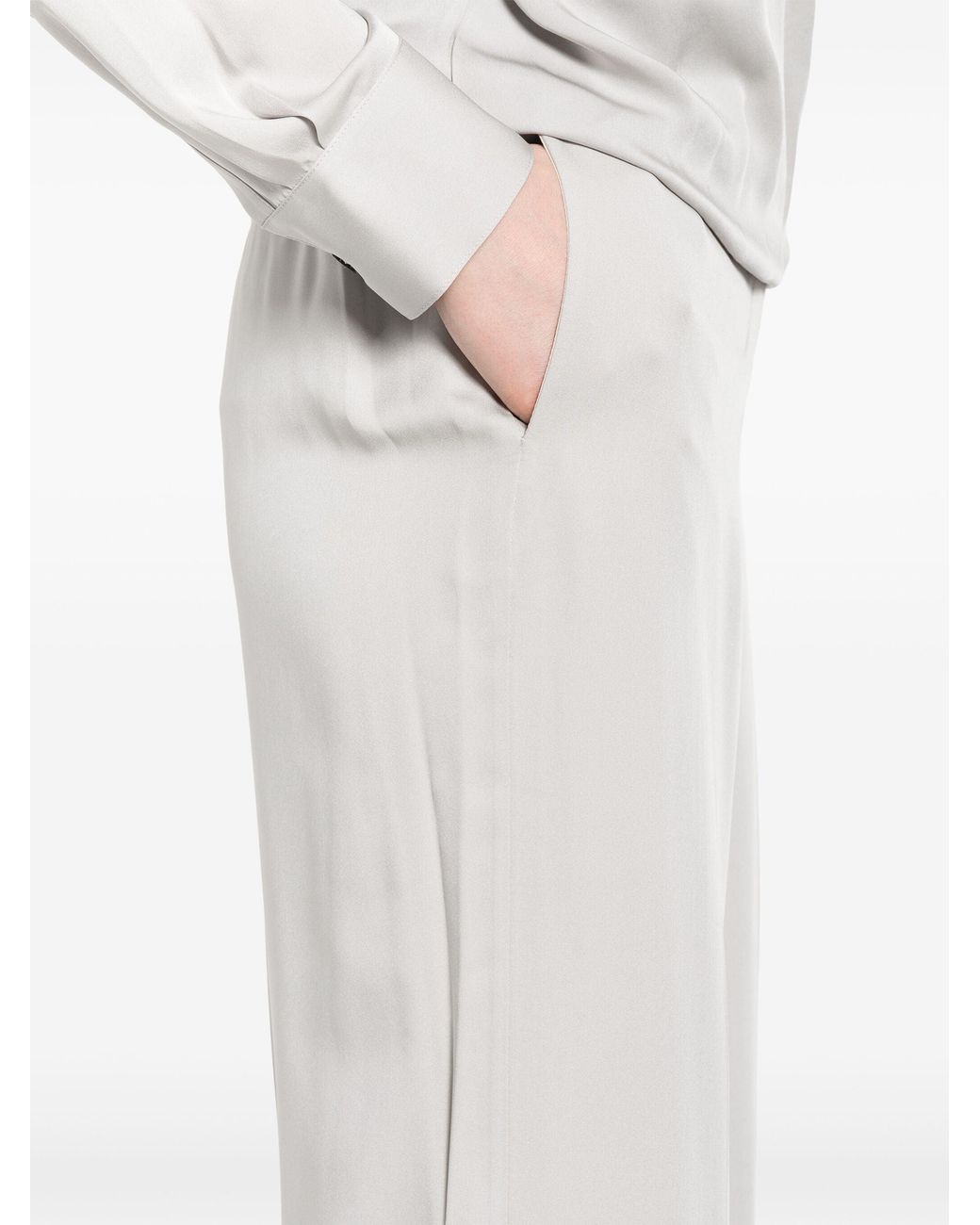 Theory White Wide-Leg Pull On Trousers