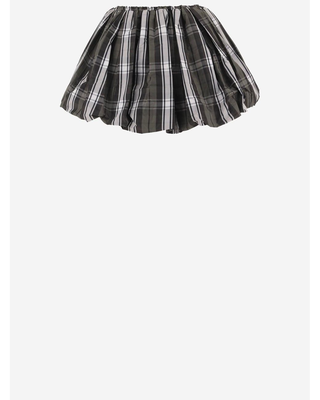 Patou Black Flared Check Pattern Skirt Polyester