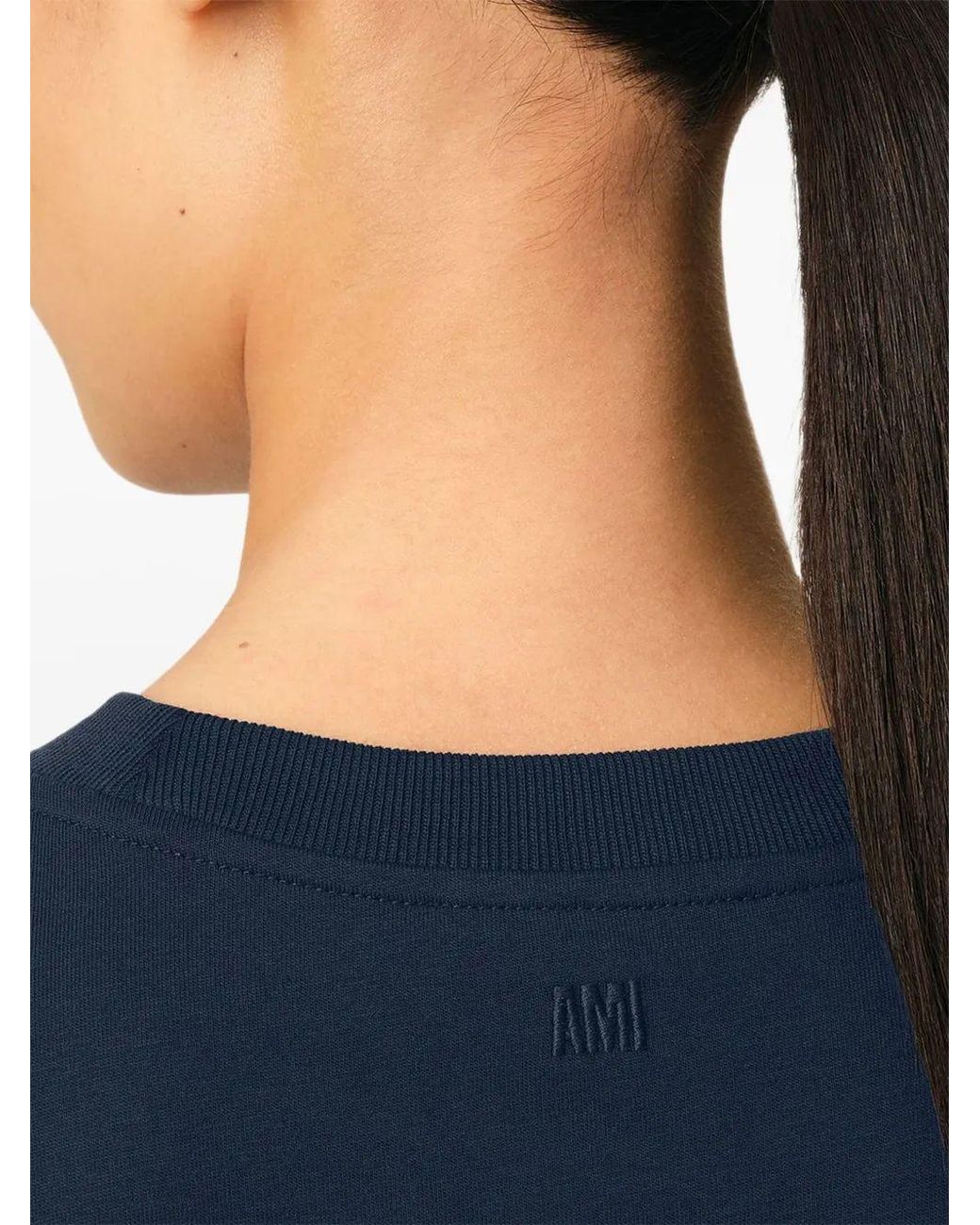 AMI Blue Tshirt Manches Longues De Coeur Rouge