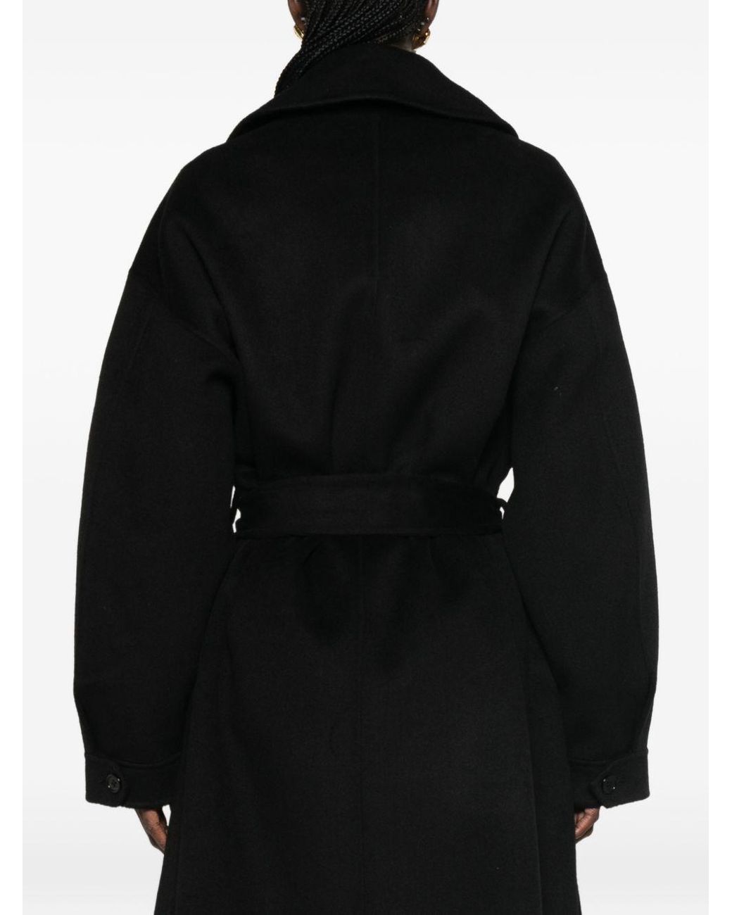 Frankie Shop Black Issen Wool Blend Long Coat