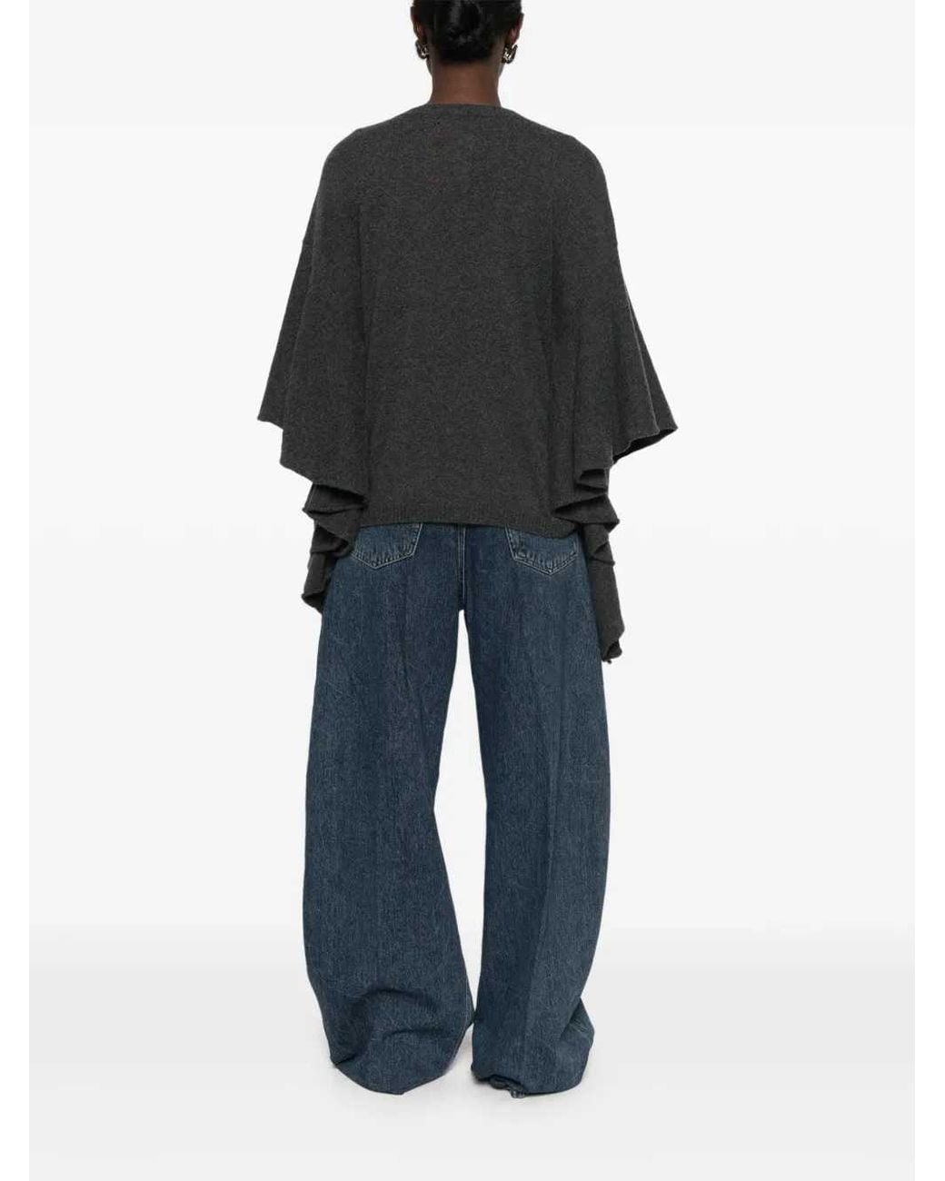 Uma Wang Black Pullover mit Rüschenärmeln