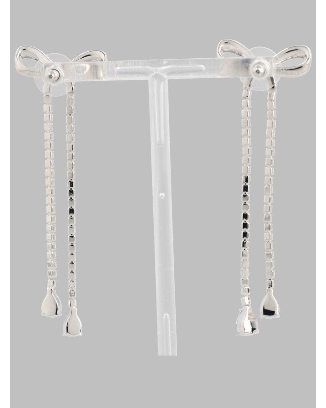 Self-Portrait White Crystal Bow Drop Earrings