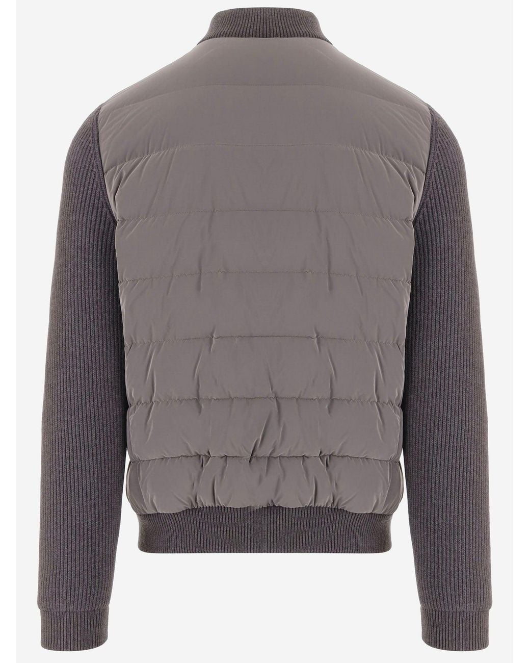 Moorer Gray Hybrid Jacket Benci With Knitted Sleeves Polyamide
